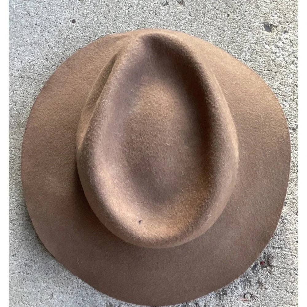 Vintage Broner Wool Fedora Hat Brown Leather Band Outback USA Made Men's M‎